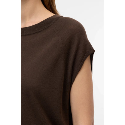 Sleeveless Cashmere/Silk Crewneck Jumper - Maple Brown - DUNE + SALT