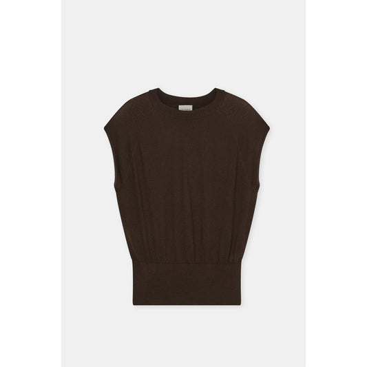 Sleeveless Cashmere/Silk Crewneck Jumper - Maple Brown - DUNE + SALT
