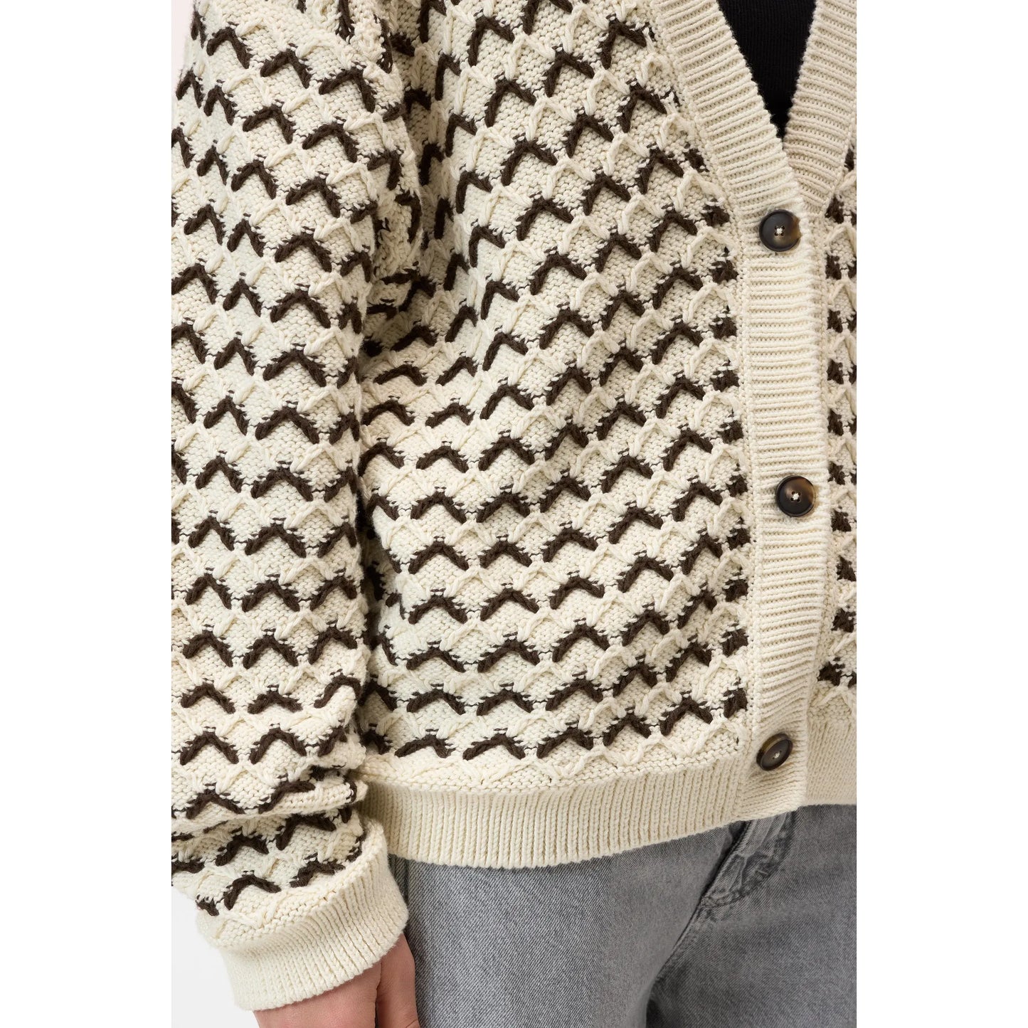 Organic Cotton V-Neck Cardigan - Witherit Beige - DUNE + SALT