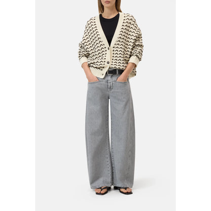 Organic Cotton V-Neck Cardigan - Witherit Beige - DUNE + SALT