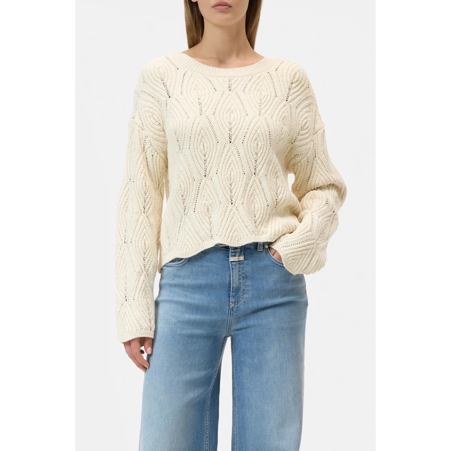 Textured Cotton Crew Sweater - Witherit Beige - DUNE + SALT
