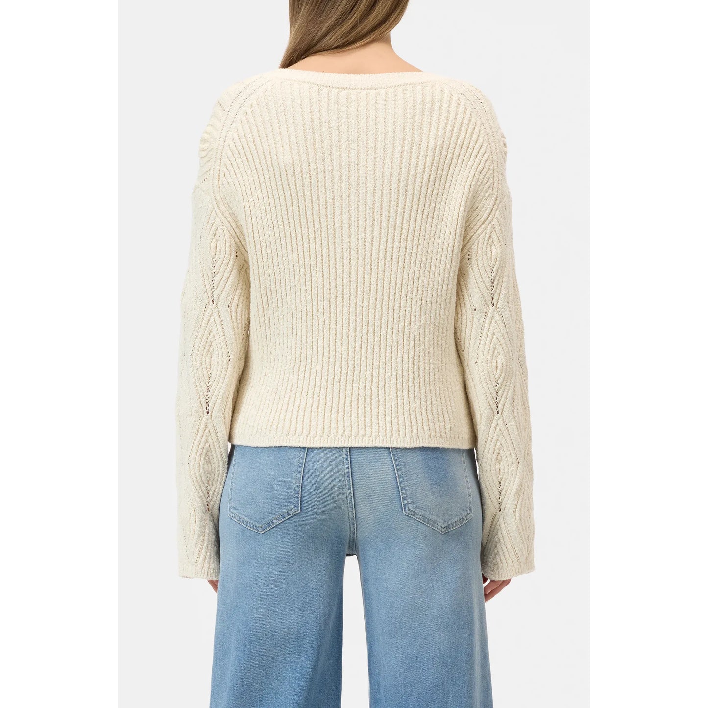Textured Cotton Crew Sweater - Witherit Beige - DUNE + SALT