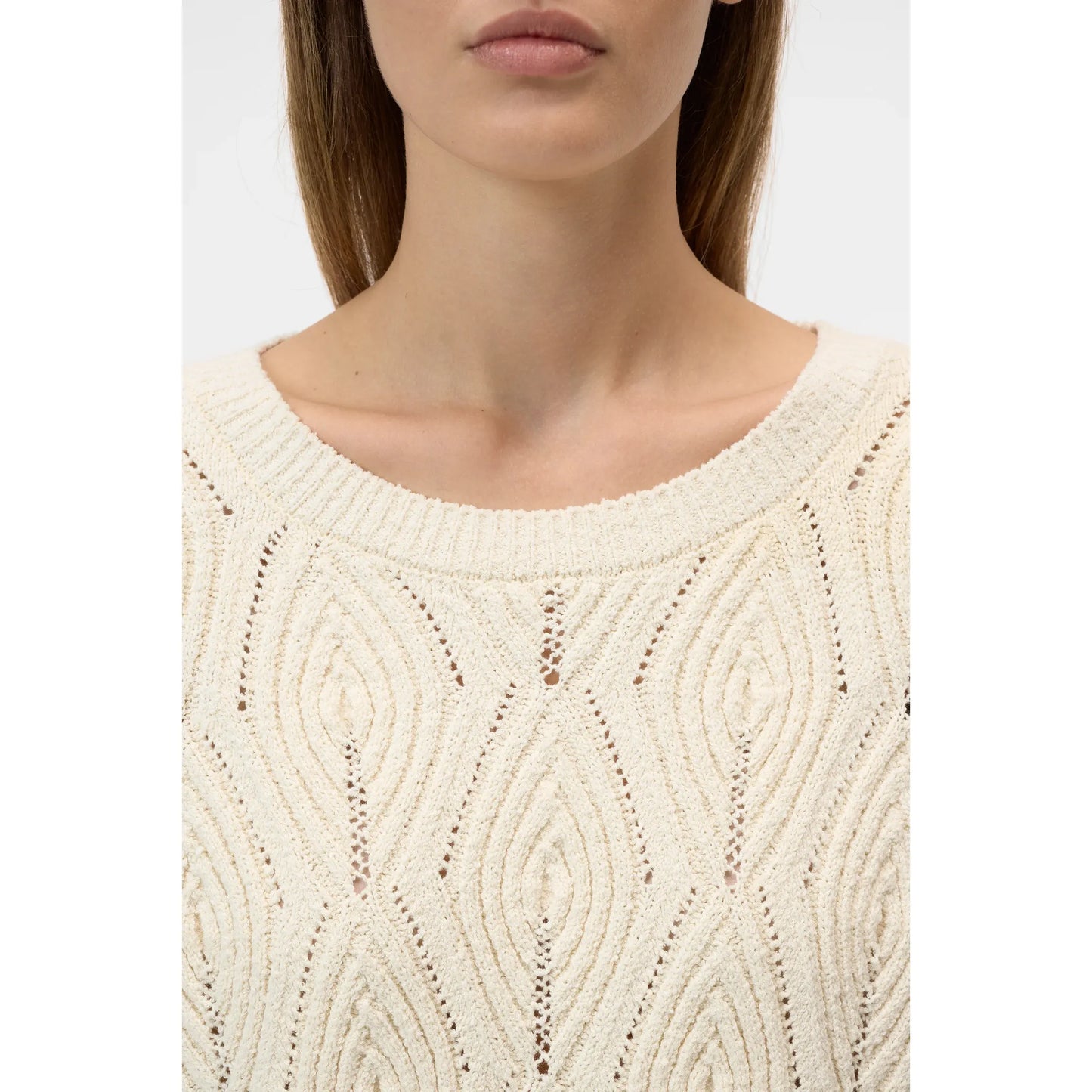 Textured Cotton Crew Sweater - Witherit Beige - DUNE + SALT