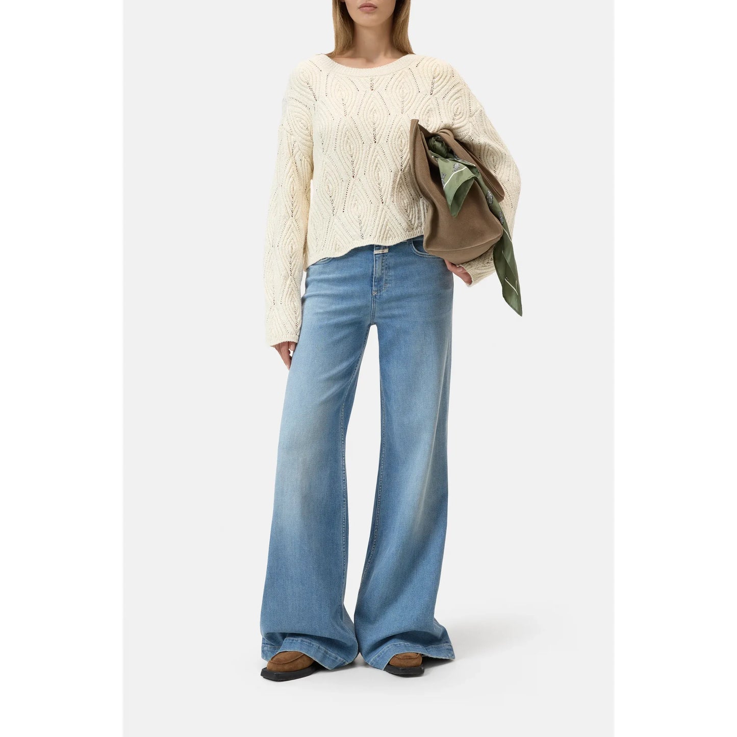 Textured Cotton Crew Sweater - Witherit Beige - DUNE + SALT