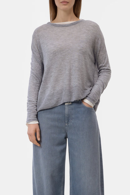 Closed Women's Pure Wool Fine Knit - Light Grey Melange Dim Gray