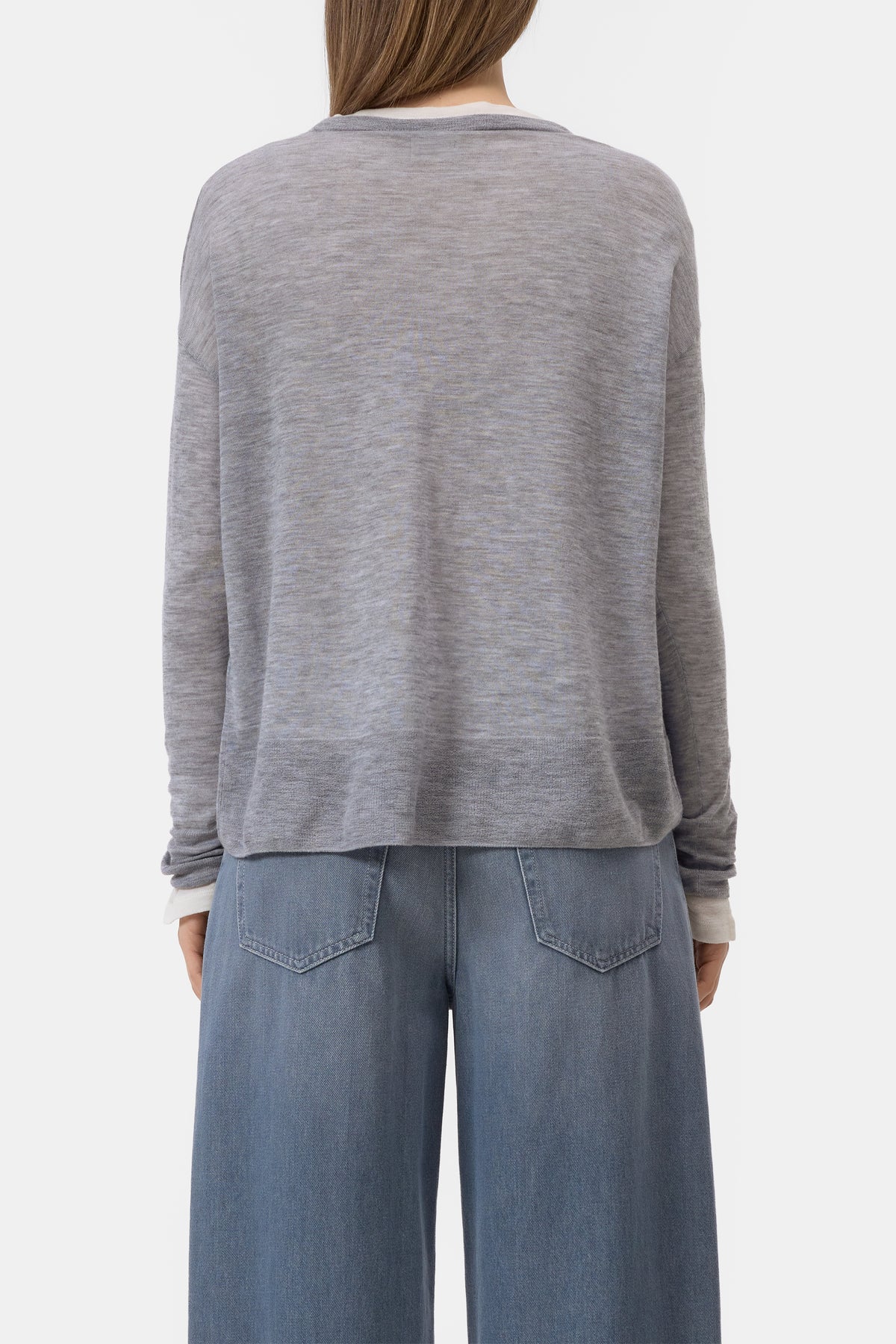 Closed Women's Pure Wool Fine Knit - Light Grey Melange Dark Gray