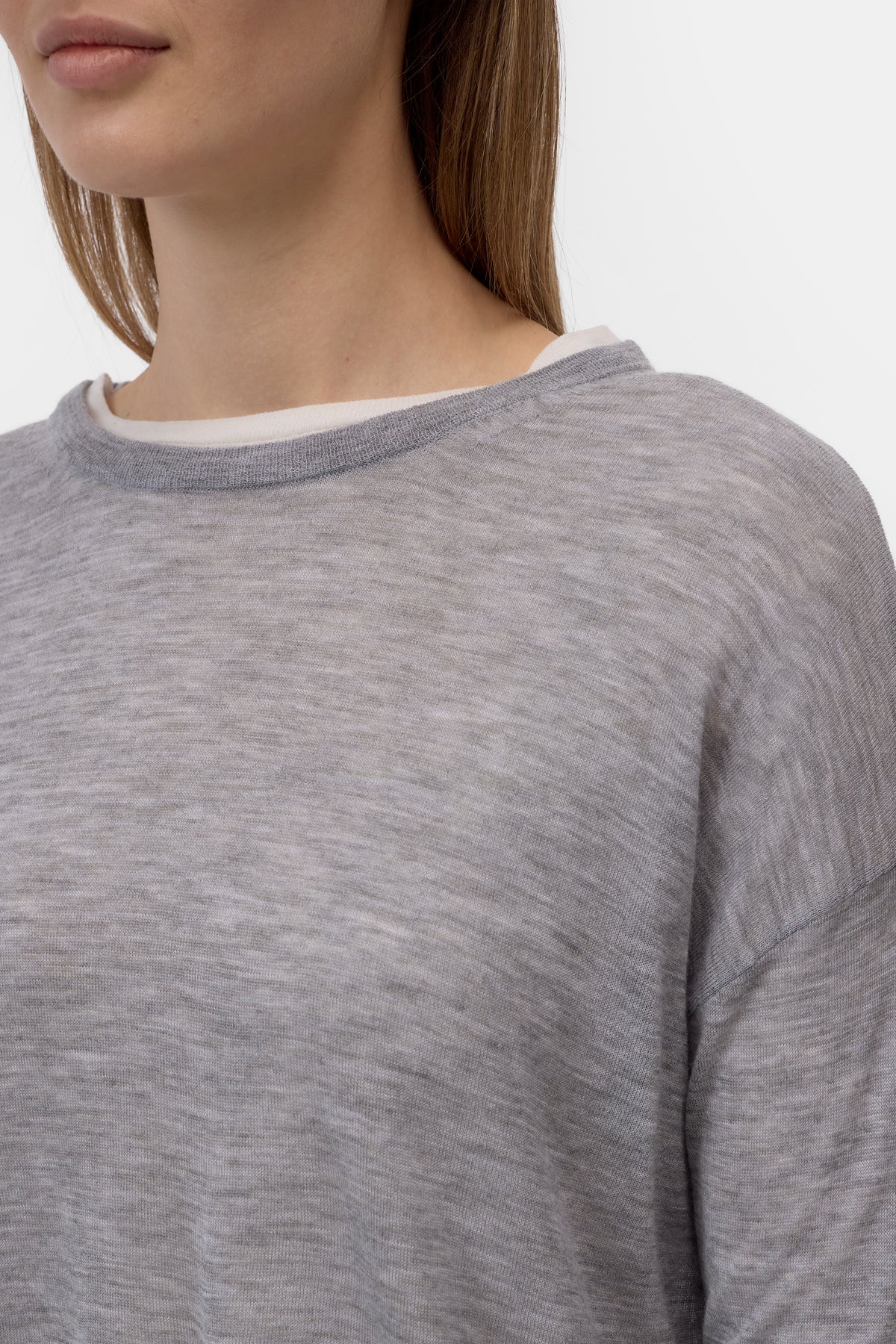 Closed Women's Pure Wool Fine Knit - Light Grey Melange Light Slate Gray