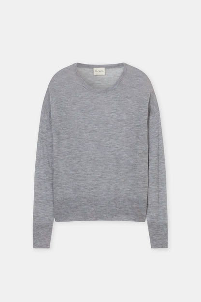Closed Women's Pure Wool Fine Knit - Light Grey Melange Dark Gray