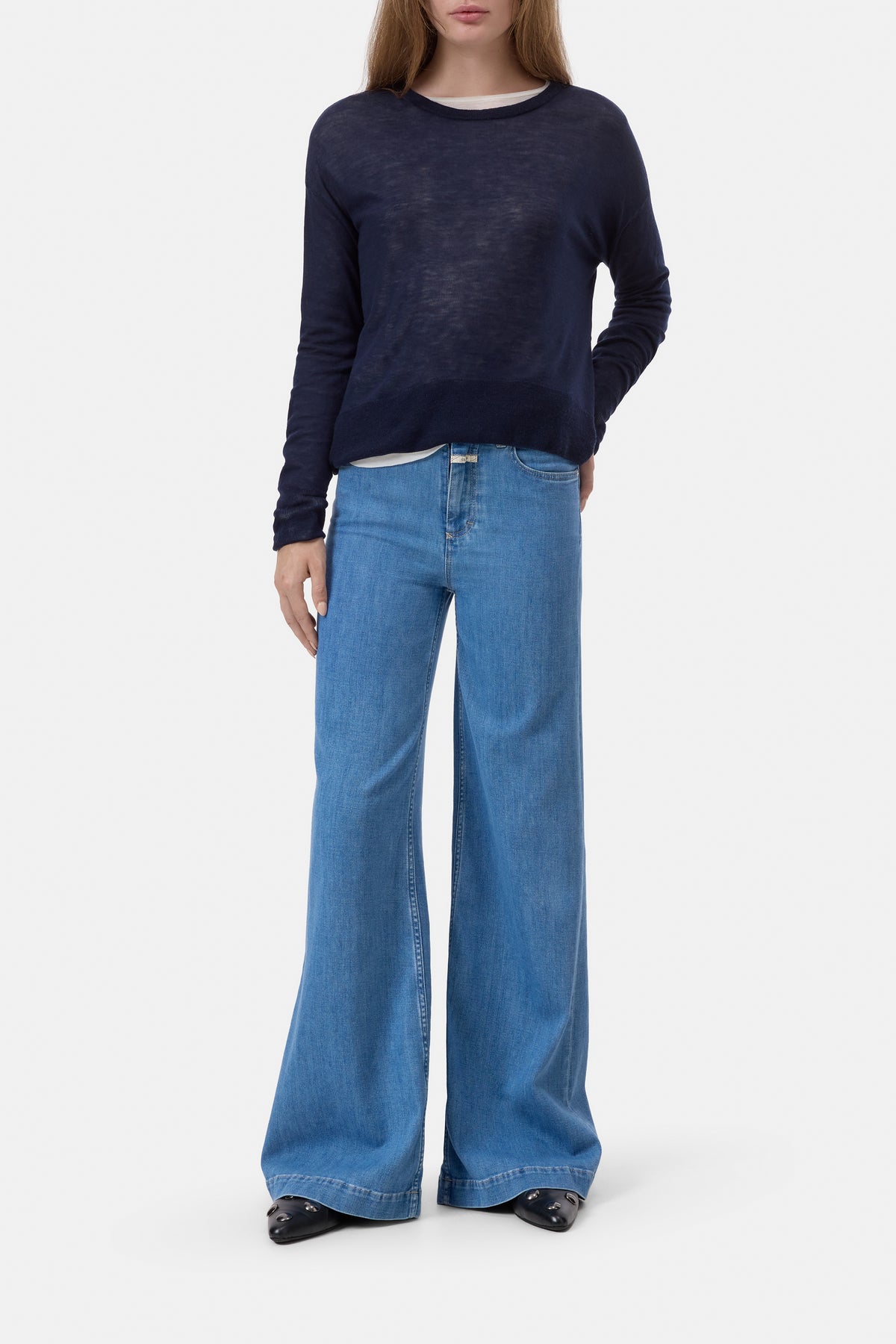 Closed Women's Pure Wool Fine Knit - Dark Night White Smoke
