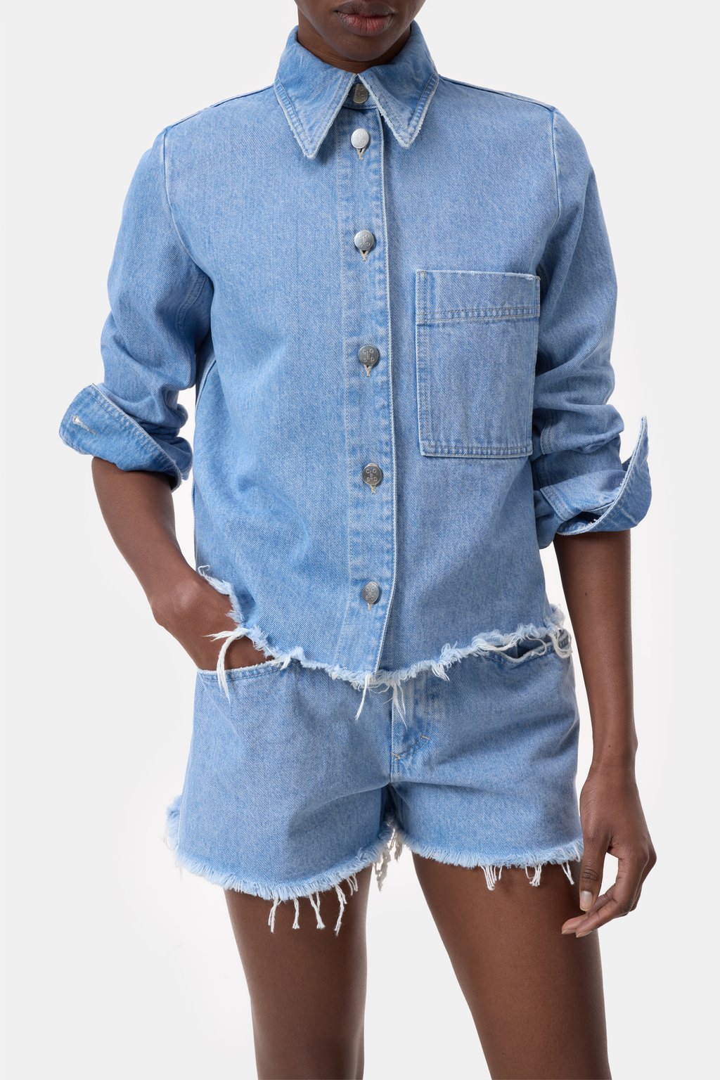 Denim Shirt Jacket - Light Blue - DUNE + SALT