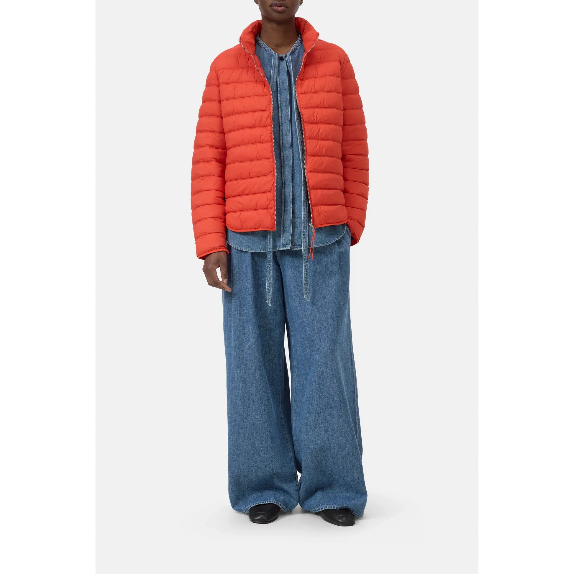 Recycled Quilted Nylon Jacket - Coral Red - DUNE + SALT