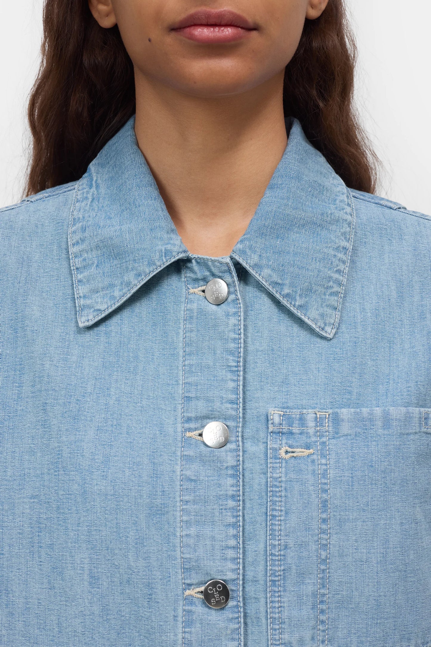 Closed Women's Worker Jacket – Light Blue Dark Gray