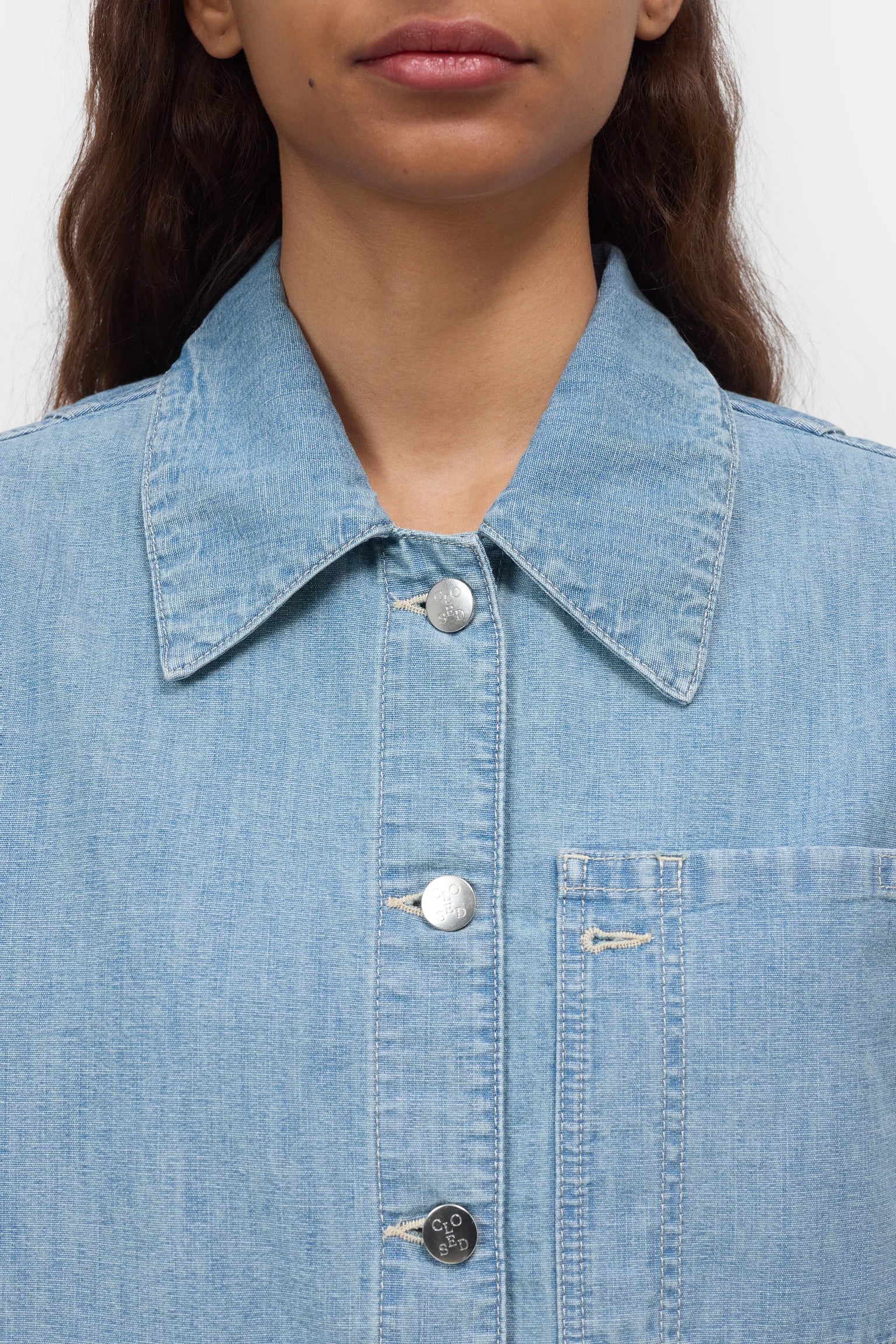 Closed Women's Worker Jacket – Light Blue Dark Gray