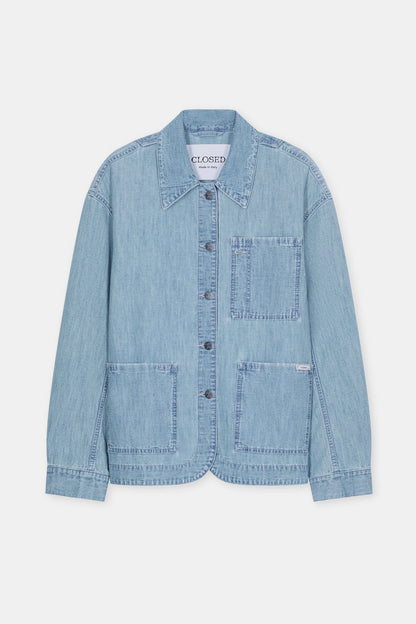 Closed Women's Worker Jacket – Light Blue Dark Gray