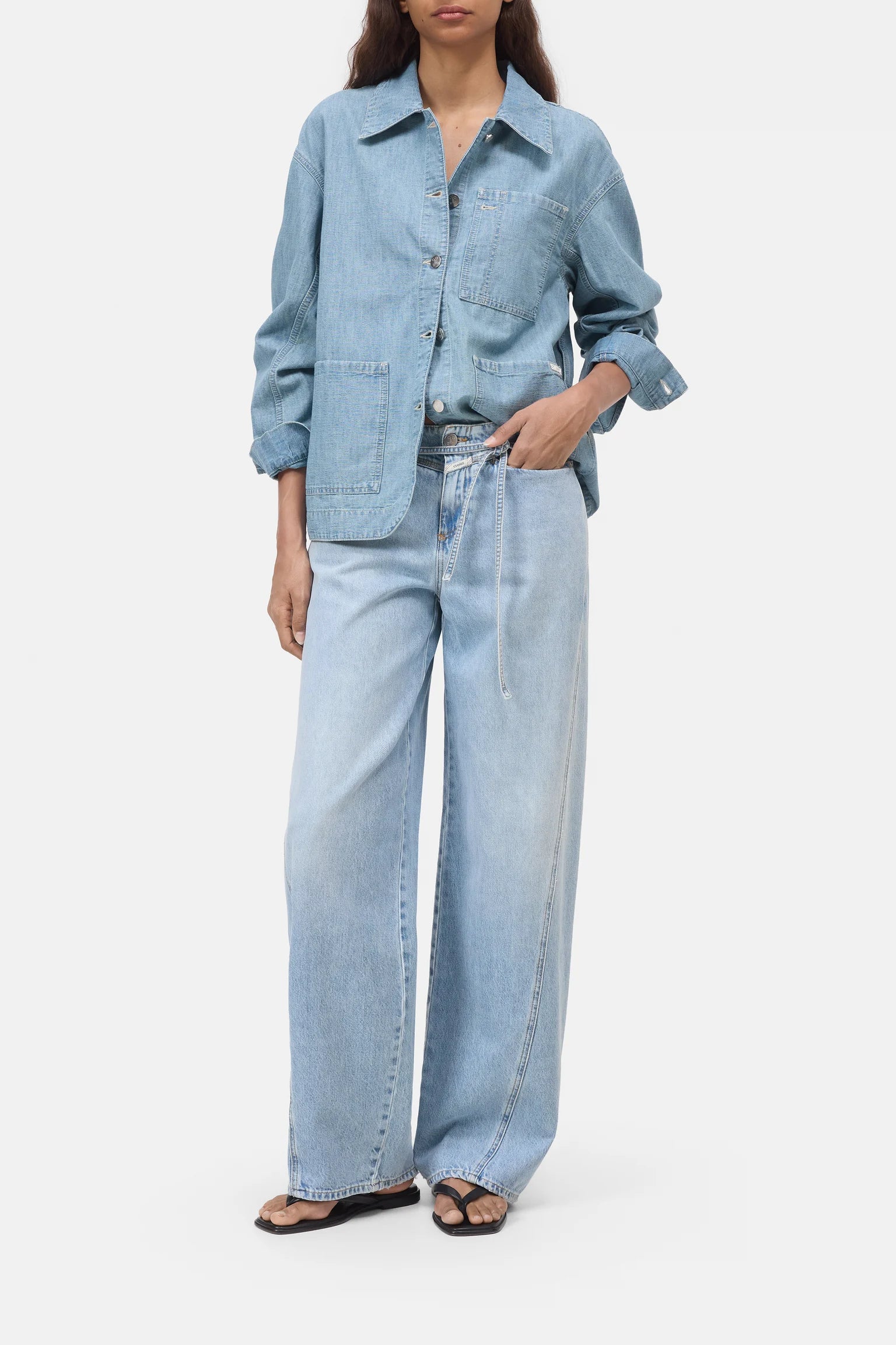 Closed Women's Worker Jacket – Light Blue White Smoke