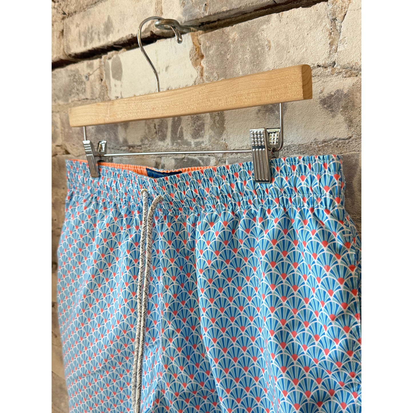 Men's Cyclist Liner Swim Trunks - Fans Sky/Orange - DUNE + SALT