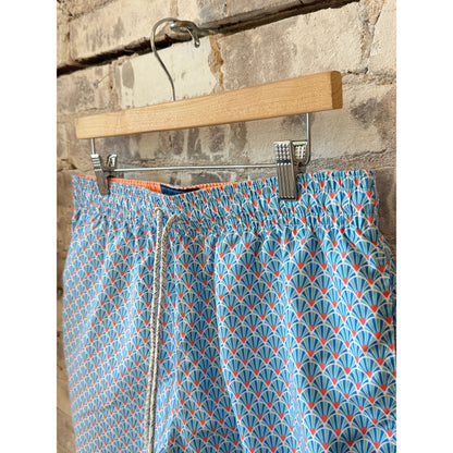 Men's Cyclist Liner Swim Trunks - Fans Sky/Orange - DUNE + SALT