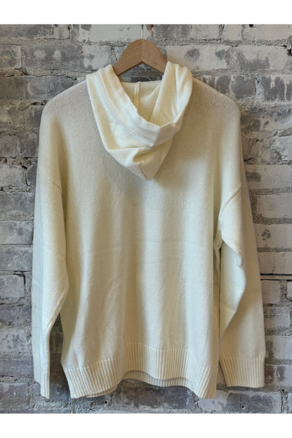 Merino Jersey Knit Loose Hoodie - Ivory - DUNE + SALT