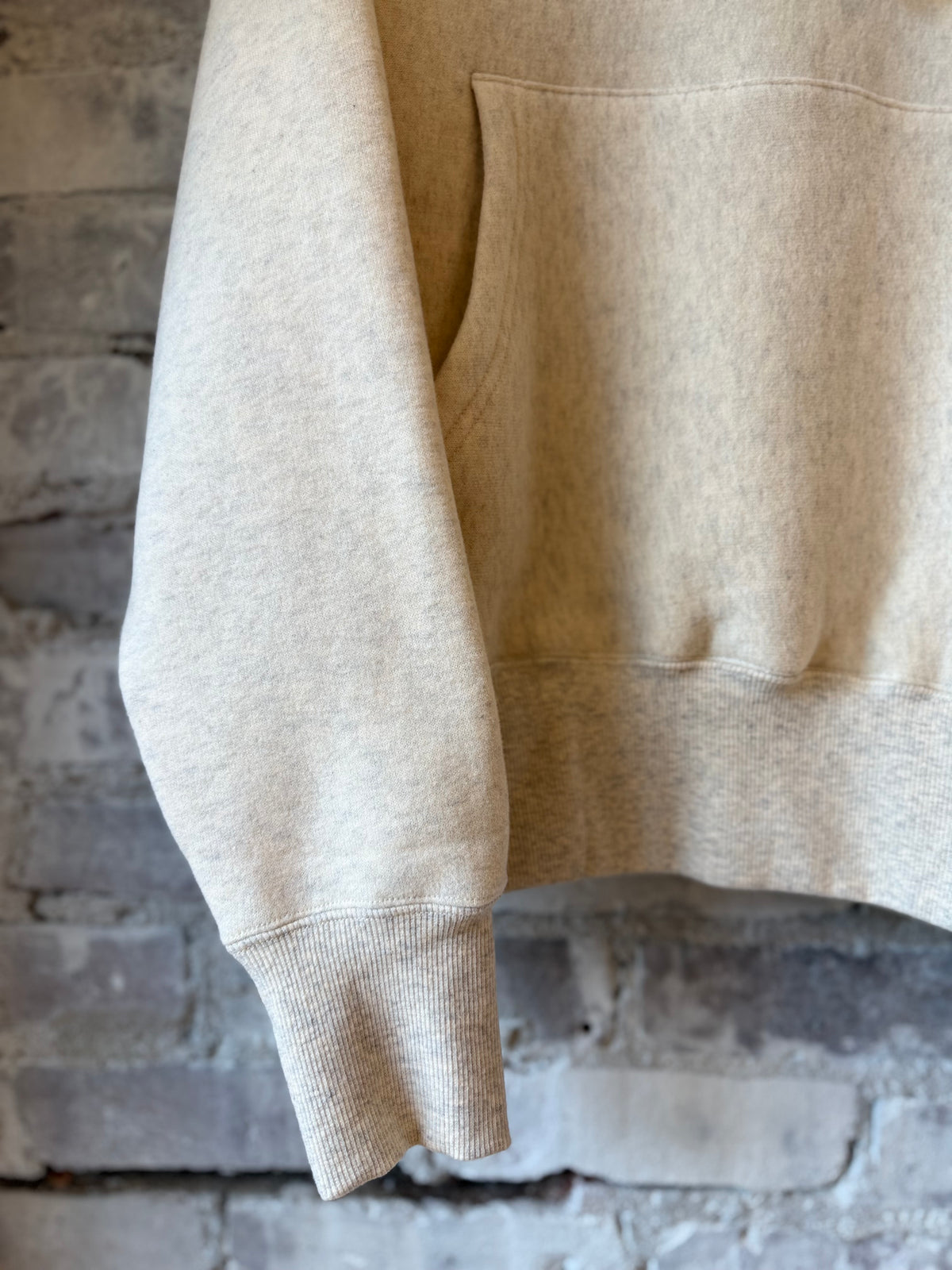 V::Room Tencel Brushed Fleece Reverse Weave Pullover Hoodie - Oatmeal Light Gray