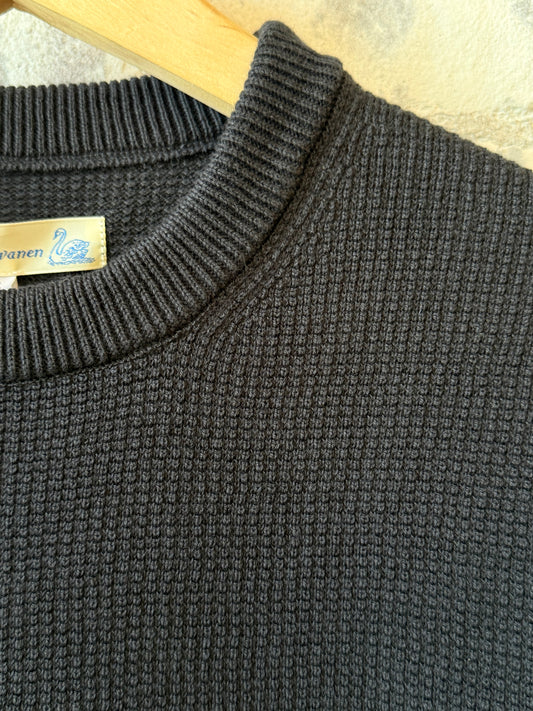Merz B. Schwanen Lightweight Waffle Knit Sweater - Charcoal Dark Slate Gray