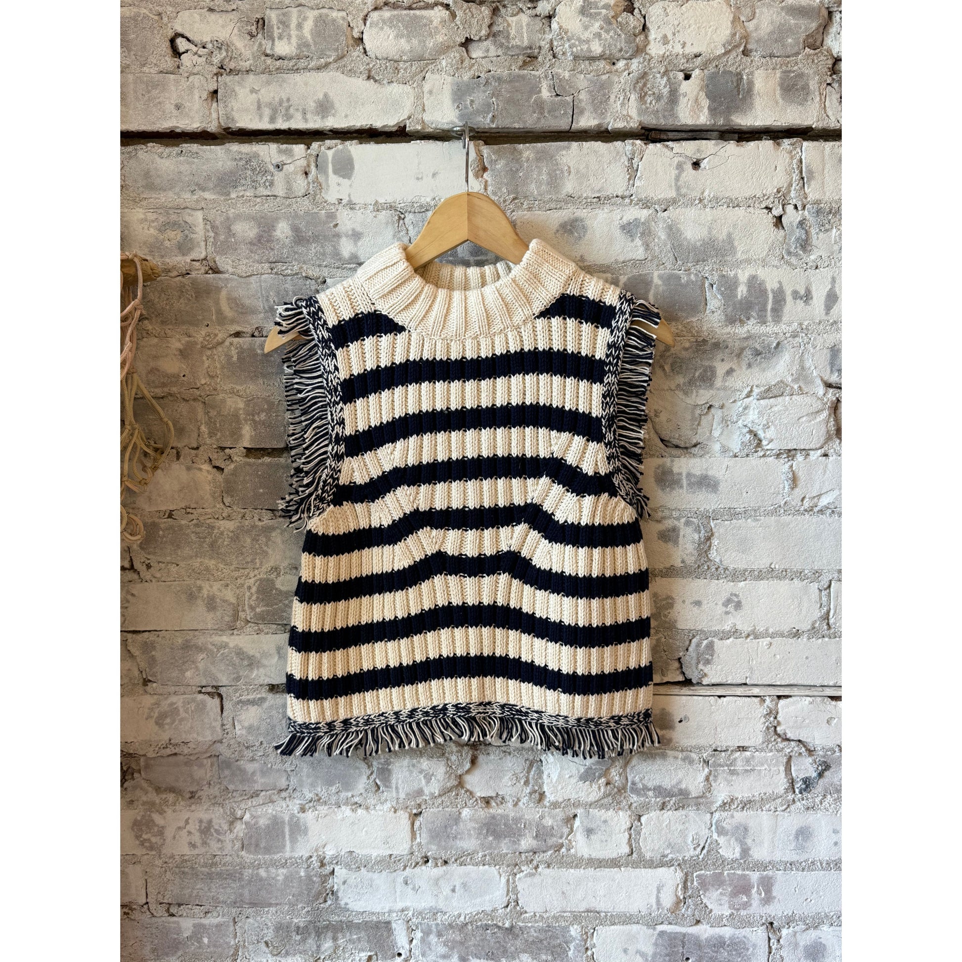 ELEVEN SIX Bria Striped Tank - Ivory/Navy Stripe Gray