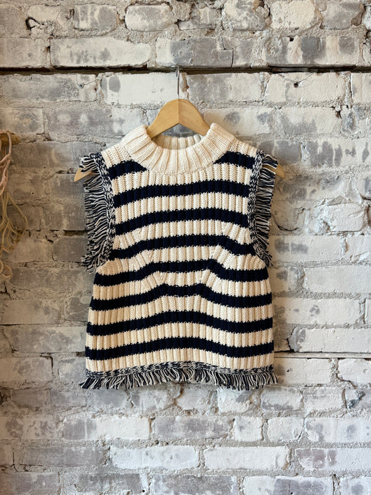 Bria Striped Tank - Ivory/Navy Stripe