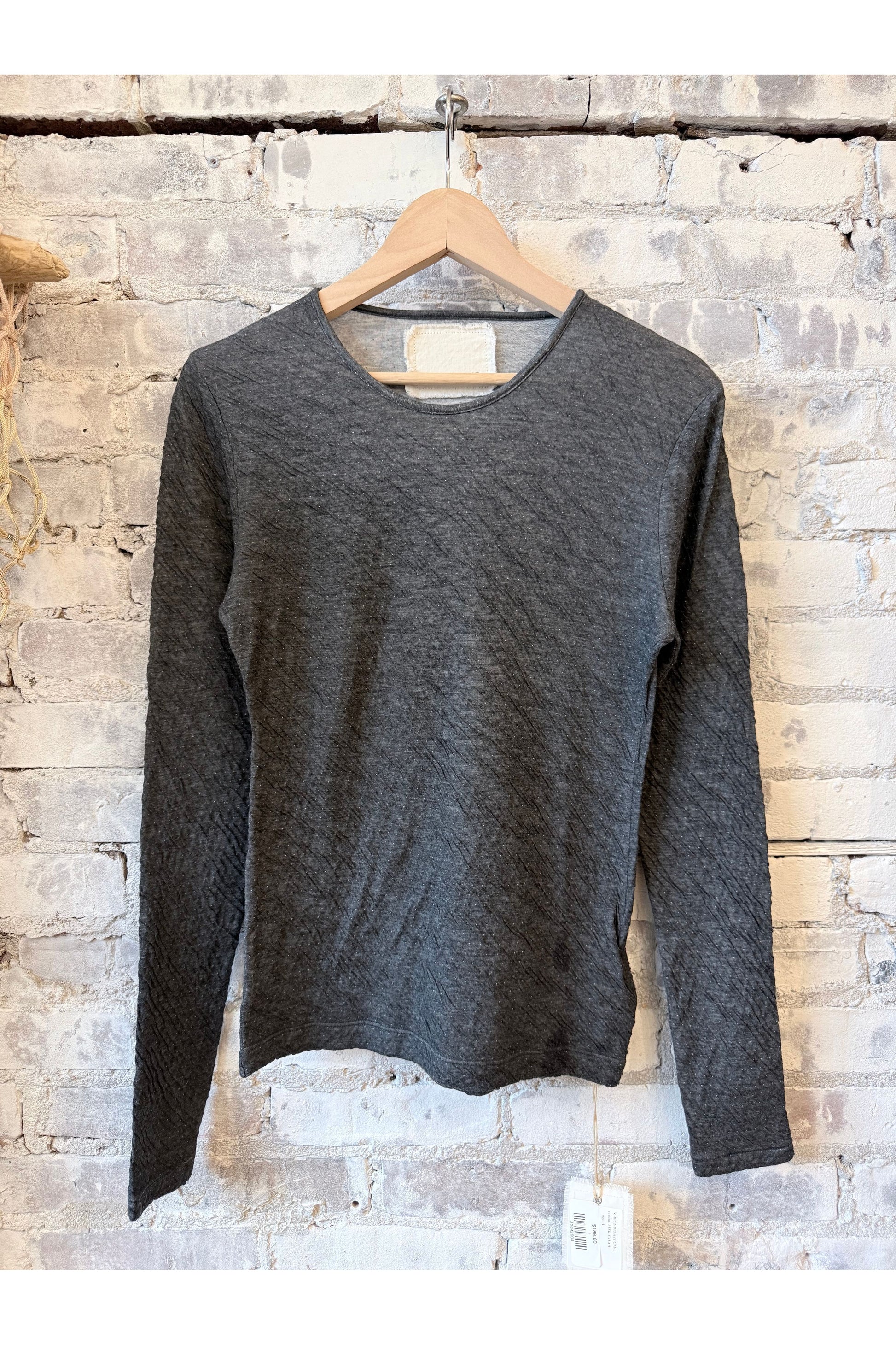 Melange Double Face LS Crew - Heather Charcoal - DUNE + SALT