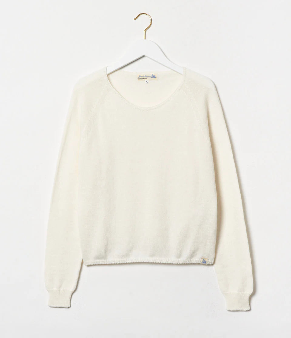 Lightweight Cotton-Cashmere Raglan Sweater - Nature - DUNE + SALT