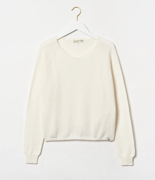 Lightweight Cotton-Cashmere Raglan Sweater - Nature - DUNE + SALT