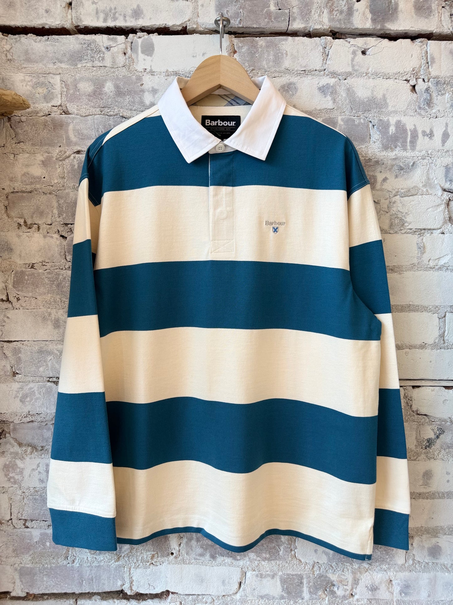 Broome Rugby Shirt - Midnight/White Stripe - DUNE + SALT