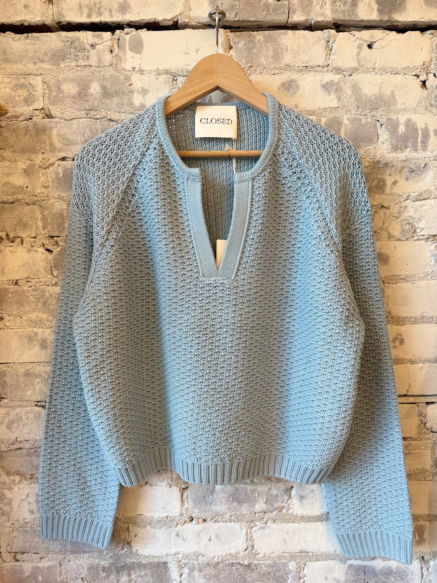 Textured Cotton Knit – Dove Blue