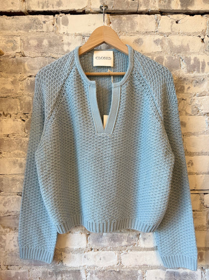 Textured Cotton Knit – Dove Blue