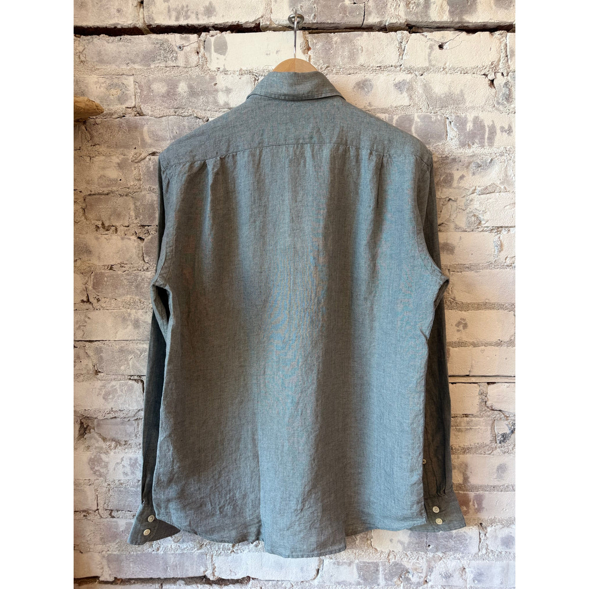 Hartford Men's Paul Linen Shirt - Green Slate Gray