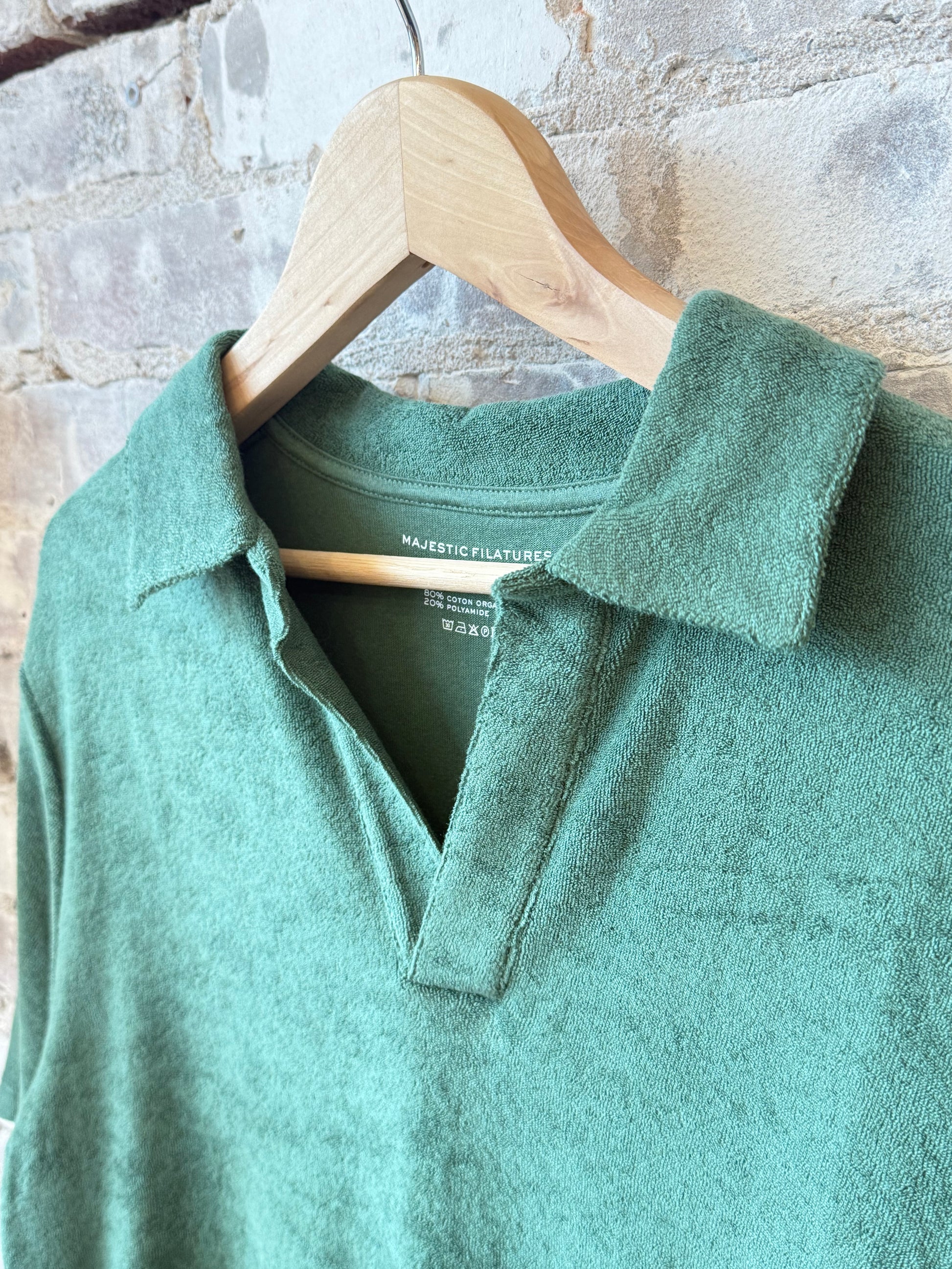 Organic Cotton Terry Elbow Sleeve Polo Maxi Dress - Agave - DUNE + SALT