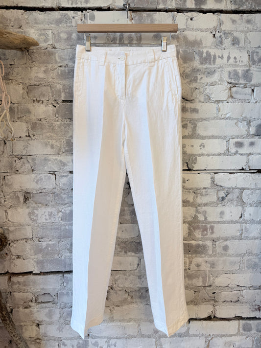 Garment-Dyed Compact Slub Linen Trousers - White - DUNE + SALT