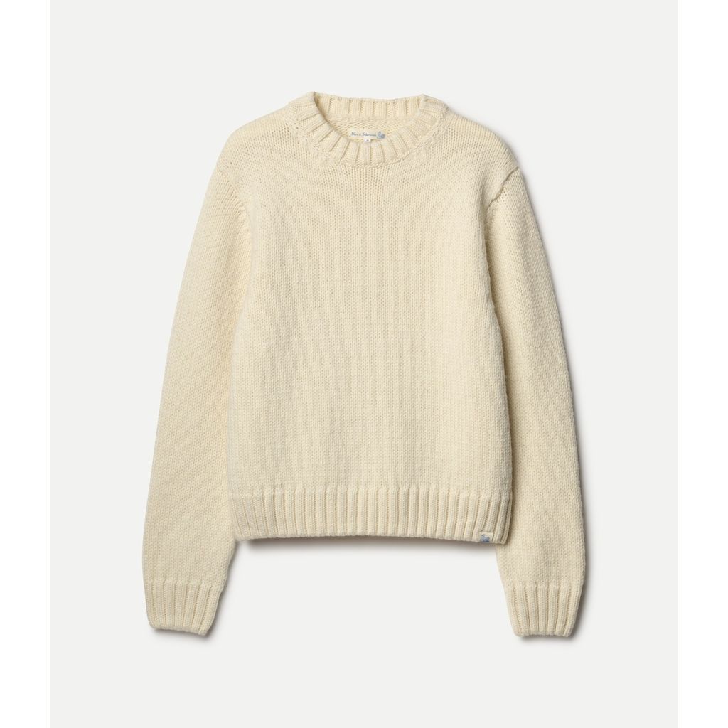 Merz b. Schwanen Cropped Merino Wool Sweater - Nature Light Gray