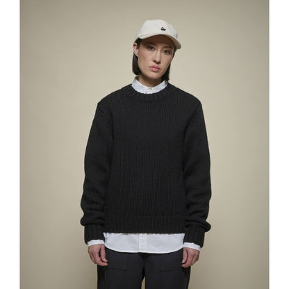 Merz B. Schwanen Chunky Cropped Merino Wool Sweater - Deep Black Black