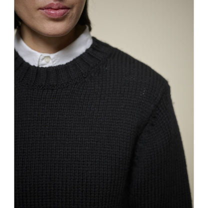 Merz B. Schwanen Chunky Cropped Merino Wool Sweater - Deep Black Black