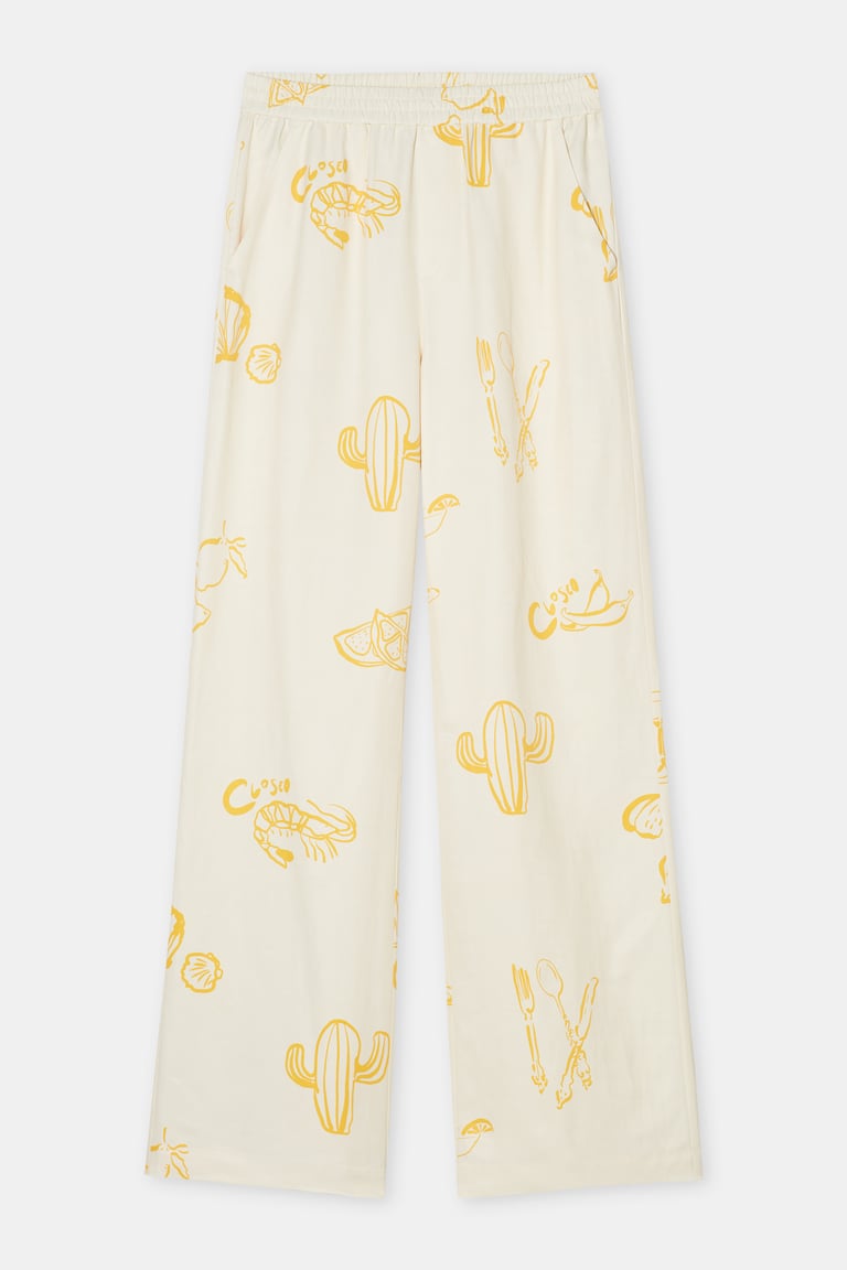 Winona Wide Pant - Dune Beige Print - DUNE + SALT