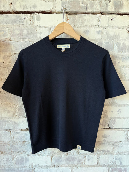 Refined Merino Wool Short Sleeve Women's T-Shirt - Dark Navy - DUNE + SALT