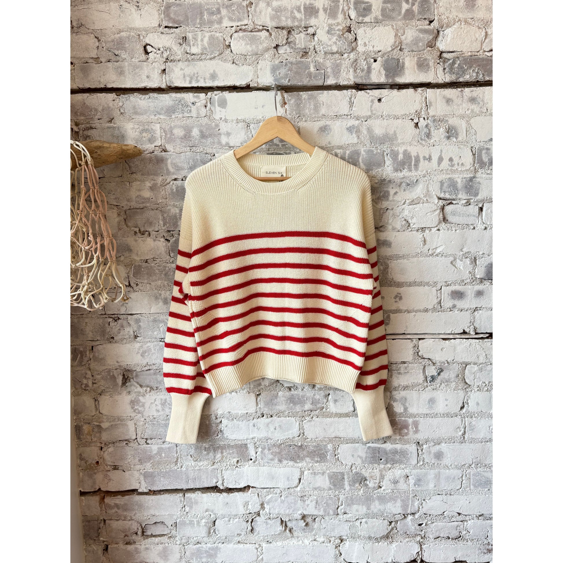 Layla Stripe Sweater - Ivory/Rosso - DUNE + SALT