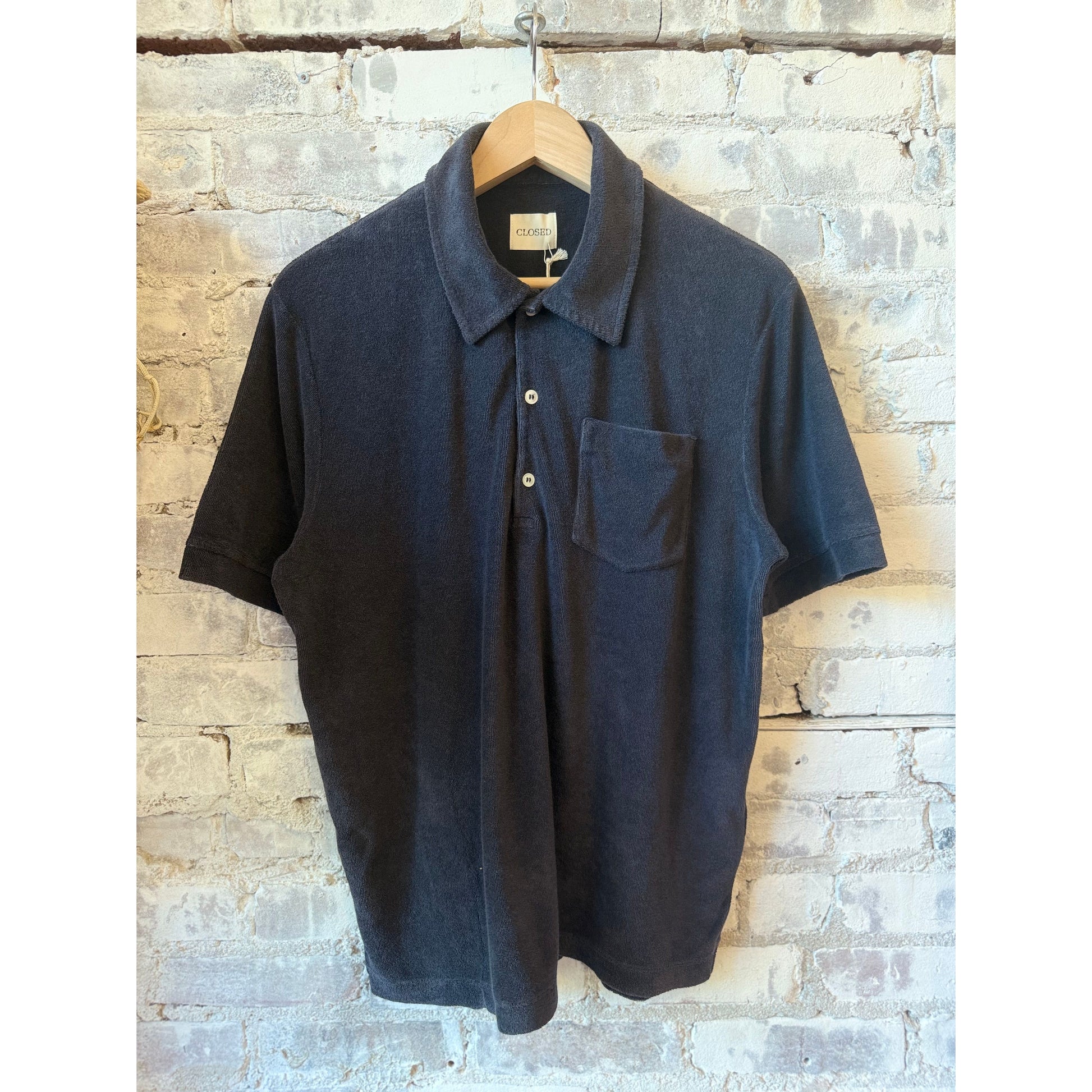 Closed Men's Short Sleeve Polo - Magma Black Dark Slate Gray