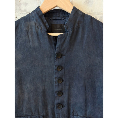 Indigo Charcoal Dyed Linen Dobby Jacket - DUNE + SALT
