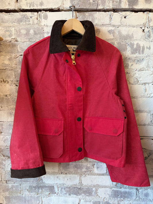 Chiltern Cropped Jacket In Waxed Canvas - Red - DUNE + SALT