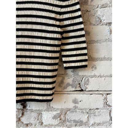 ELEVEN SIX Nena Stripe Top - Ivory/Black Stripe Black