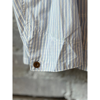 Men's blue Stripe Shirtalls by H-Unit, featuring a classic striped pattern and durable denim fabric.