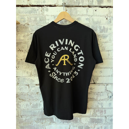 Supima SS AR Circle Crewneck Tee - Black - DUNE + SALT