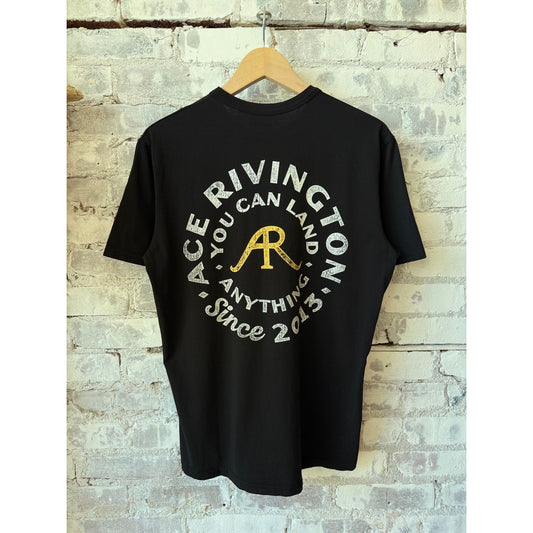 Supima SS AR Circle Crewneck Tee - Black - DUNE + SALT