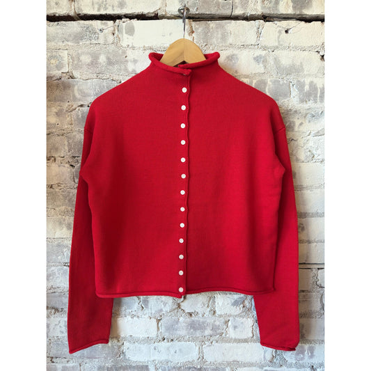 Taylor Cardigan in Cotton Cashmere - Fire Red - DUNE + SALT