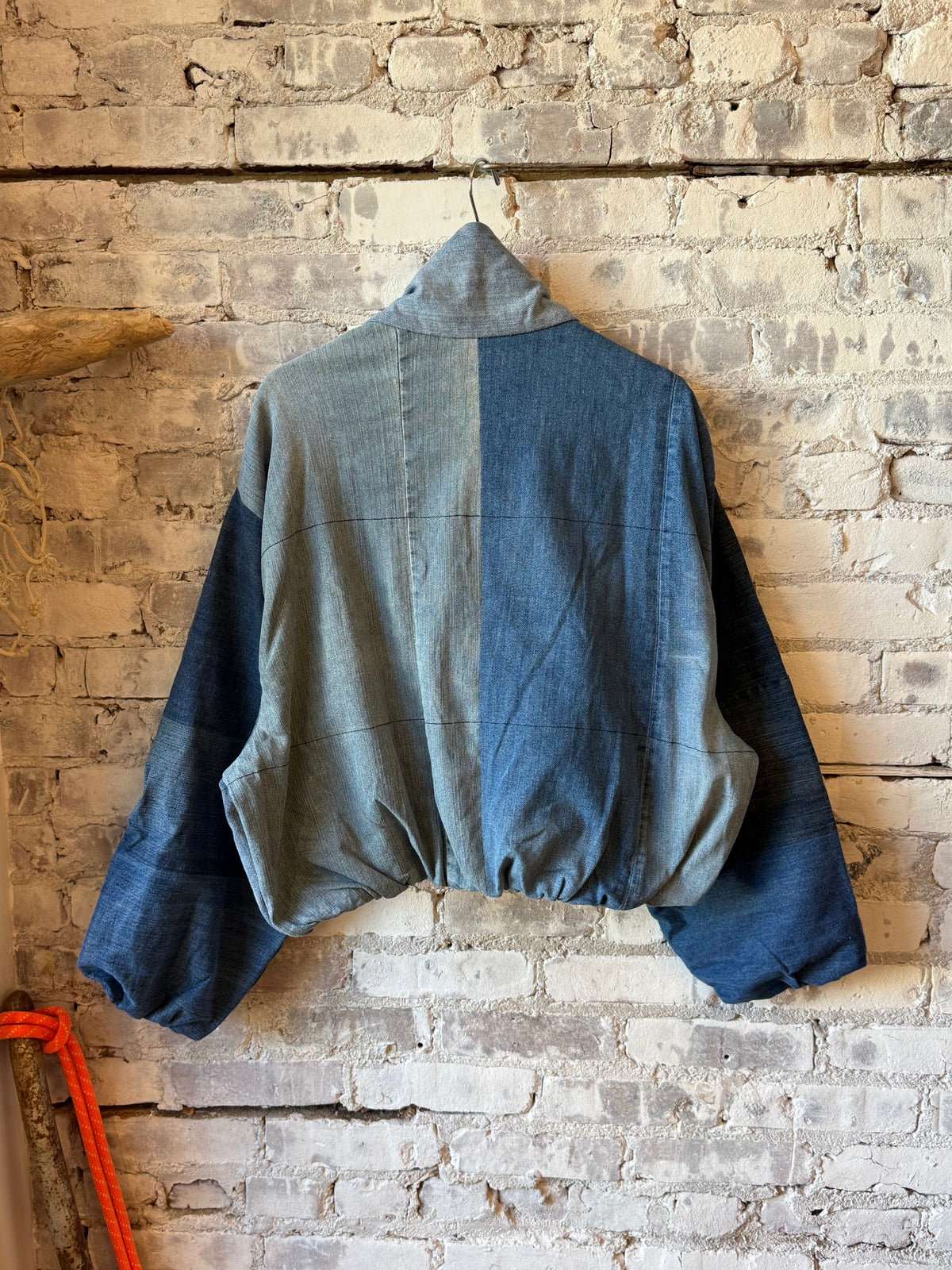 Namai Shira Denim Puffer Bomber Jacket - Assorted Washes Light Gray